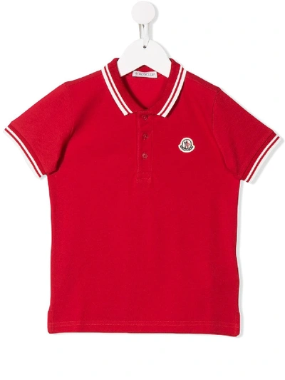 Moncler Kids' Logo Polo Top In Red