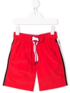 Givenchy Logo Stripe Swim Shorts In Red