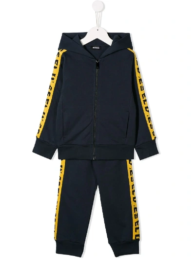Diesel Kids' Logo Stripe Tracksuit In Blue