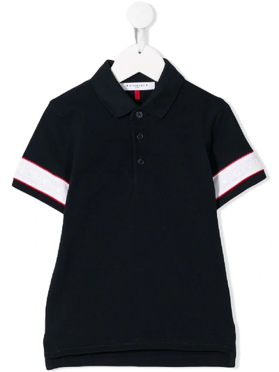 Givenchy Kids' Logo Stripe Polo Shirt In Blue