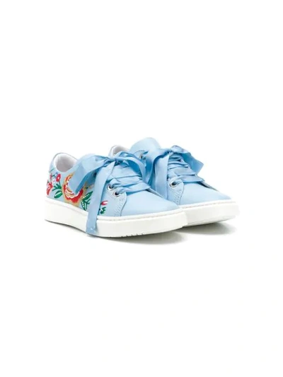 Andrea Montelpare Kids' Floral Embroidered Trainers In Blue