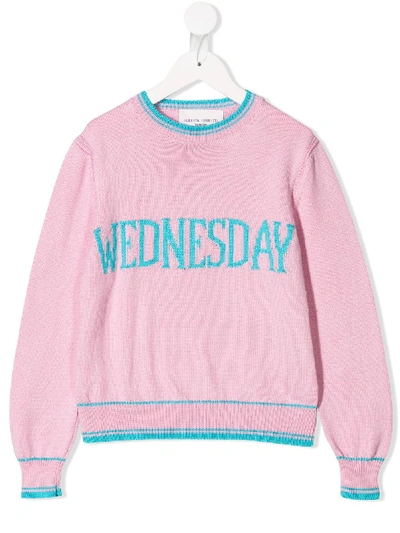 Alberta Ferretti Kids' Wednesday Knitted Jumper In Pink