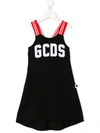 Gcds Kids' Logo Print Dress In Black