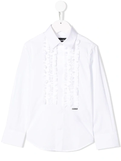 Dsquared2 Kids' Ruffle-trimmed Shirt In White