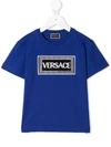 Young Versace Kids' Printed Logo T-shirt In Blue