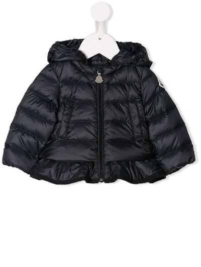 Moncler Babies' Ruffle Hem Quilted Jacket In Blue