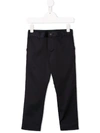 Emporio Armani Embroidered-logo Four-pocket Straight Trousers In Blue