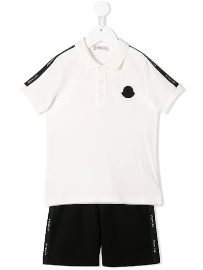 Moncler Kids' Side Panelled Polo Shirt And Shorts Set In White