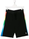 Marcelo Burlon County Of Milan Teen Rainbow Gradient Shorts In Black