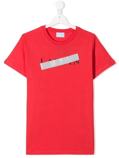 Lanvin Enfant Teen Censored Logo T-shirt In Red