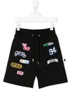 Gcds Kids' Multi Patch Shorts In Black