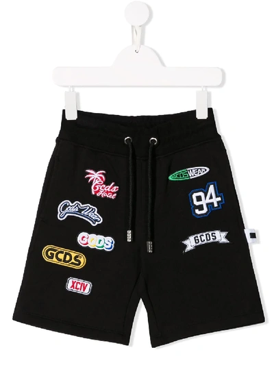 Gcds Kids' Multi Patch Shorts In Black