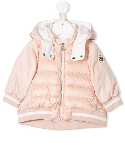 Moncler Babies' Quilted Hooded Bomber Jacket In Pink