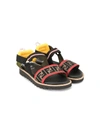 Fendi Kids' Logo Strap Sandals In Brown