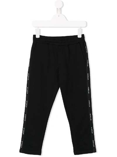 Moncler Kids' Side Panelled Logo Trousers In Black