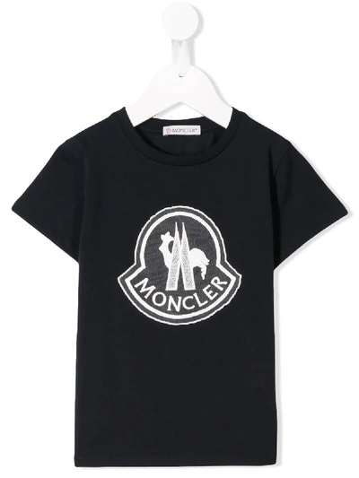 Moncler Kids' Mesh Logo T-shirt In Blue