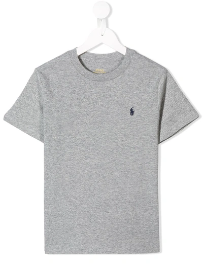Ralph Lauren Kids' Logo Embroidered T-shirt In Grey