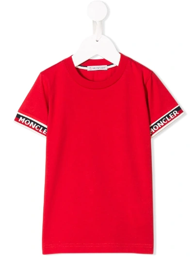 Moncler Kids' Logo Short-sleeve T-shirt In Red