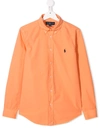 Ralph Lauren Kids' Hemd Mit Logo-stickerei In Orange