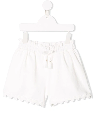 Chloé Kids' Embellished Hem Shorts In White
