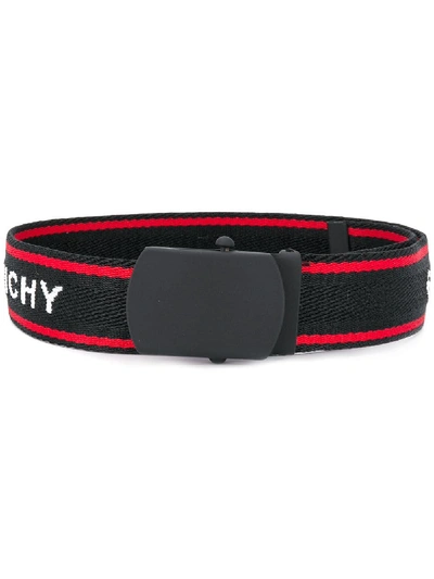 Givenchy Kids' Woven Logo Belt In Black