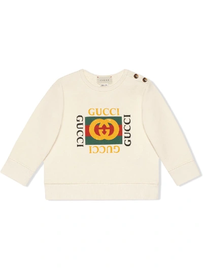 Gucci Babies' Logo-print Sweatshirt In White
