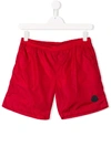 MONCLER TEEN LOGO PATCH SWIM SHORTS