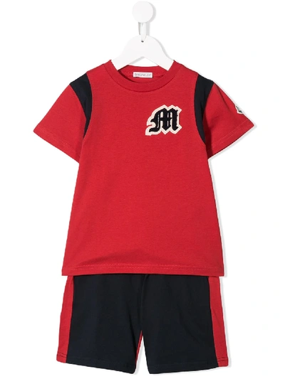 Moncler Kids' Logo Contrast Two-piece Set In Blue