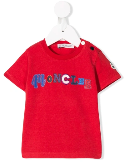 Moncler Babies' Logo Patch T-shirt In Red