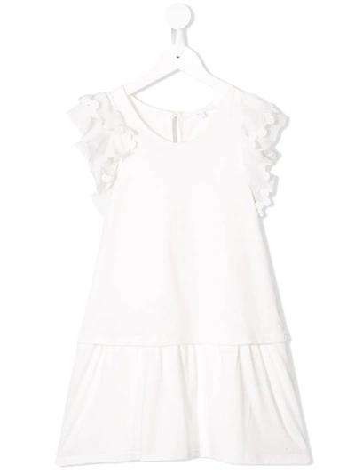 Chloé Kids' Ruffled Sleeve Dress In White