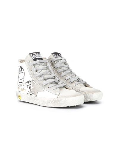 Golden Goose Kids' Scribble Print Hi-top Trainers In White