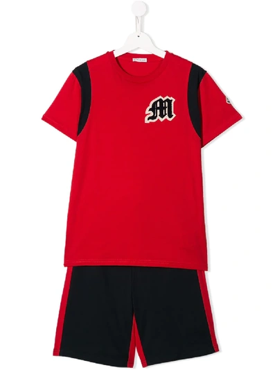 Moncler Kids' Contrast Tracksuit Set In Red
