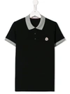 Moncler Kids' Logo Short-sleeve Polo Shirt In Black