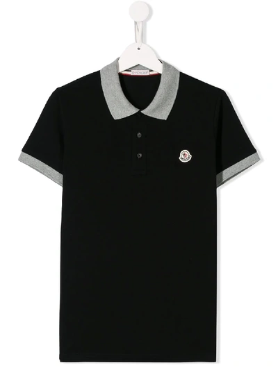 Moncler Kids' Logo Short-sleeve Polo Shirt In Black