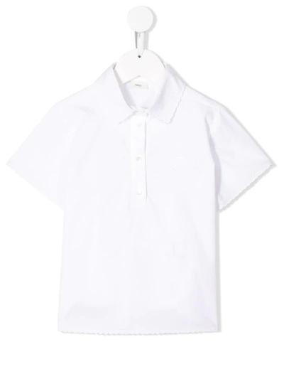 Fendi Kids' Embroidered Logo Polo Shirt In White