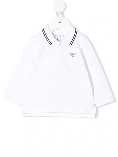 Emporio Armani Babies' Logo Polo Shirt In White