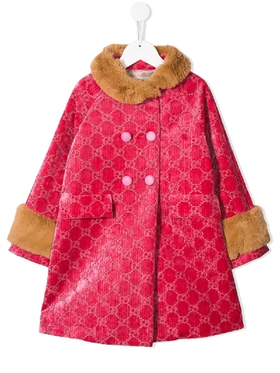 Gucci Kids' Interlocking Gg Patterned Coat In Pink