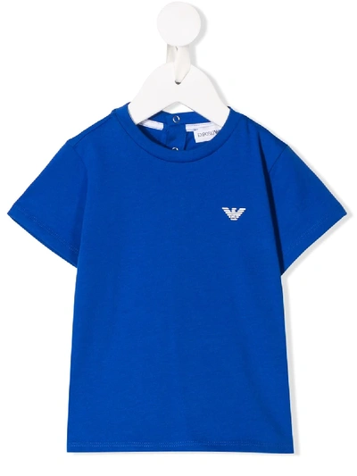 Emporio Armani Babies' Logo Printed T-shirt In Blue