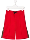 Fendi Kids' Side Panelled Bermuda Shorts In Red