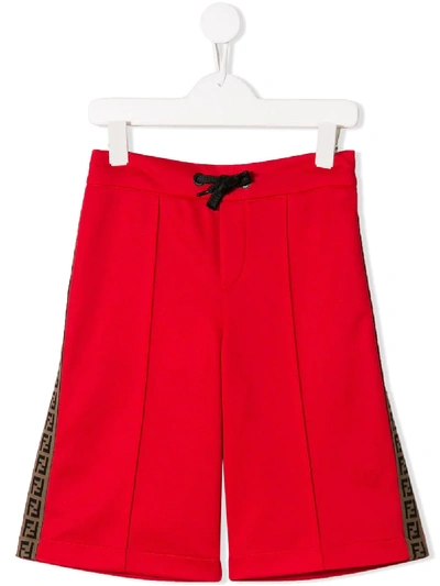 Fendi Kids' Side Panelled Bermuda Shorts In Red