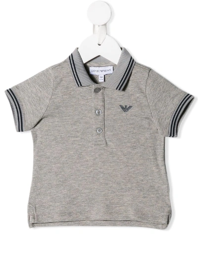 Emporio Armani Babies' Logo Short-sleeve Polo Shirt In Grey