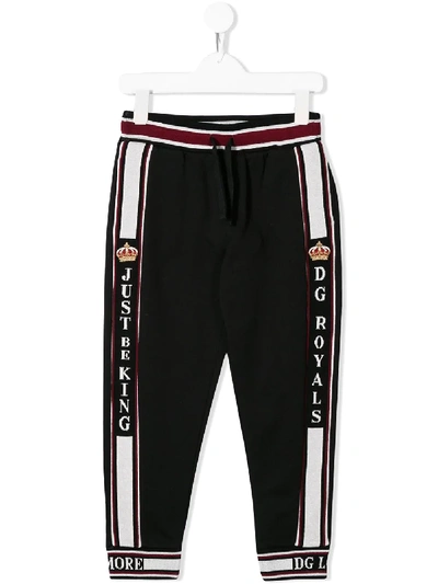 Dolce & Gabbana Kids' #dgroyals Side Stripe Track Trousers In Black