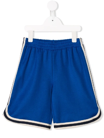 Gucci Kids' Contrast Band Shorts In Blue