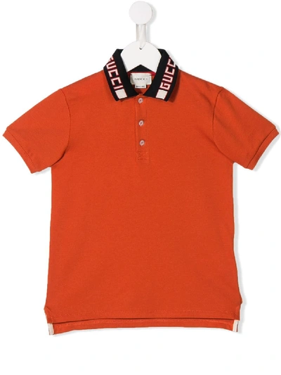 Gucci Kids' 排扣polo衫 In Orange