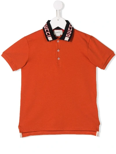 Gucci Kids' Button Up Polo Shirt In Orange