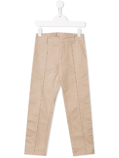 Gcds Kids' Slim-fit Tailored Trousers In Neutrals