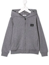 DOLCE & GABBANA LOGO-TAG ZIP-UP HOODIE