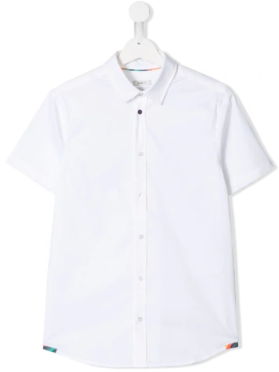 Paul Smith Junior Kids' Shortsleeved Button Shirt In White