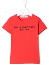 Philosophy Di Lorenzo Serafini Kids' Logo Printed T-shirt In Red