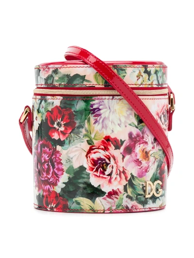 Dolce & Gabbana Kids' Floral Print Shoulder Bag In Black